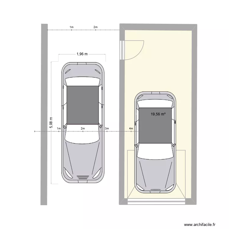 garage 2. Plan de 1  et 20 m²