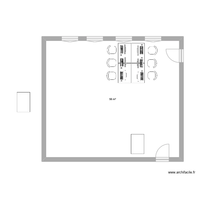 salle de pao. Plan de 1  et 56 m²
