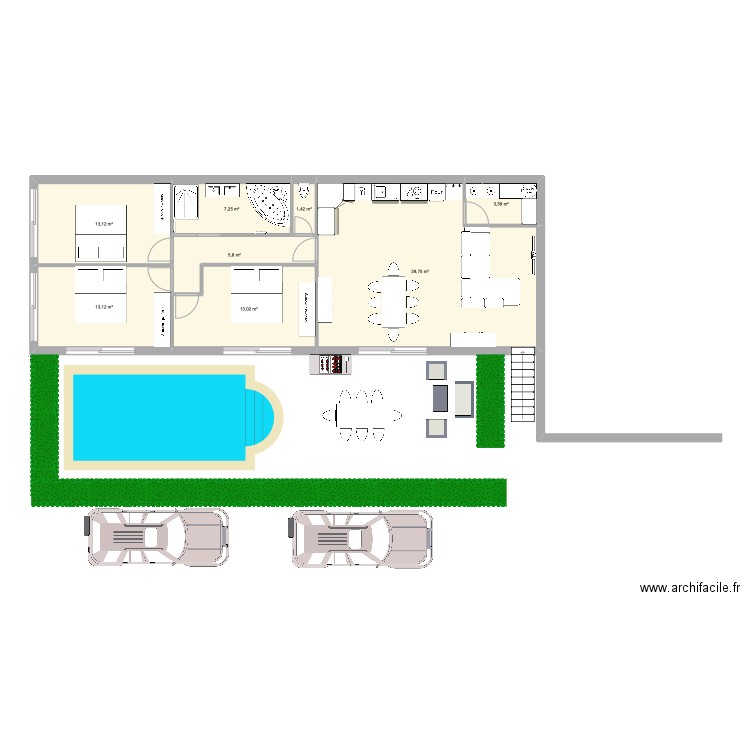 akia 2. Plan de 8 pièces et 97 m2