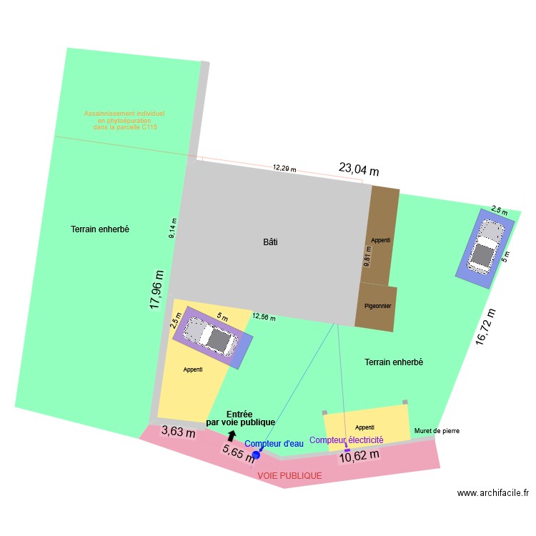 Etienne - Plan masse. Plan de 1 pièce et 103 m2