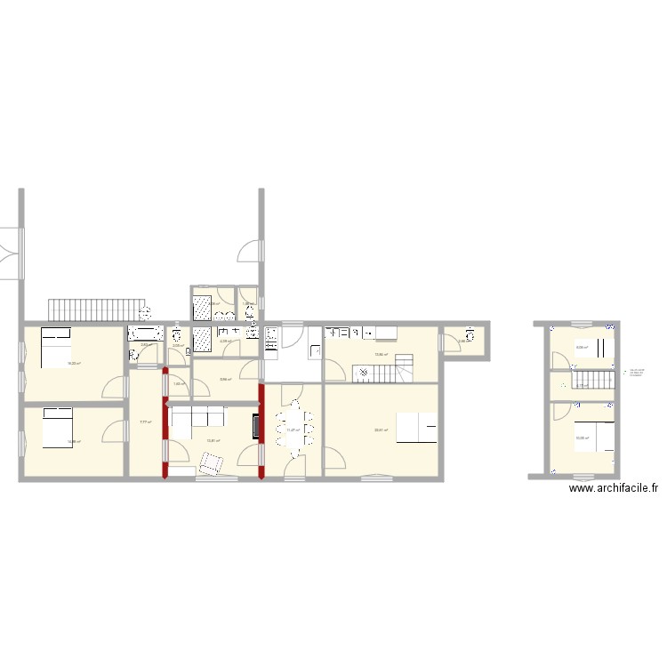 electricité etage. Plan de 18 pièces et 145 m2