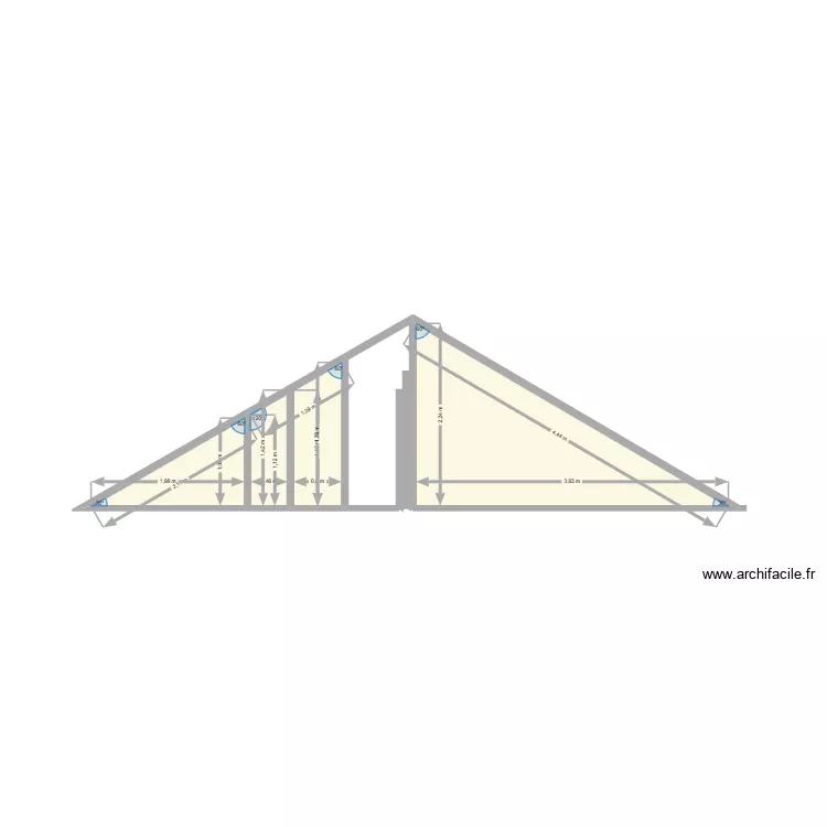triangle. Plan de 3  et 7 m²
