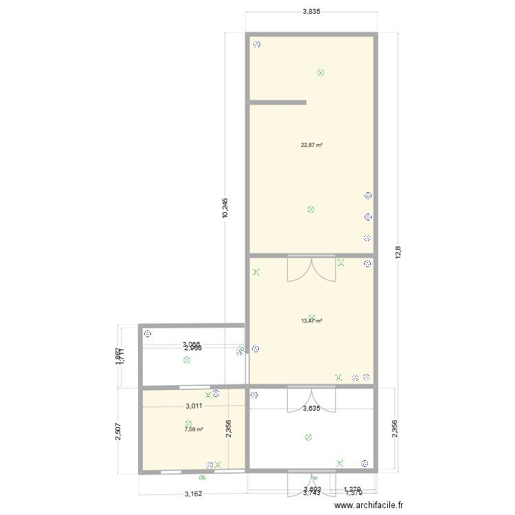 maison test. Plan de 3 pièces et 43 m2