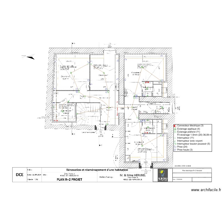 Plan électrique R+2 Herubel. Plan de 0 pièce et 0 m2