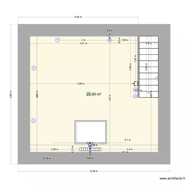 appartement niveau 2. Plan de 1 Pièce et 26 m² appartement niveau 2. Plan de 1 Pièce et 26 m²