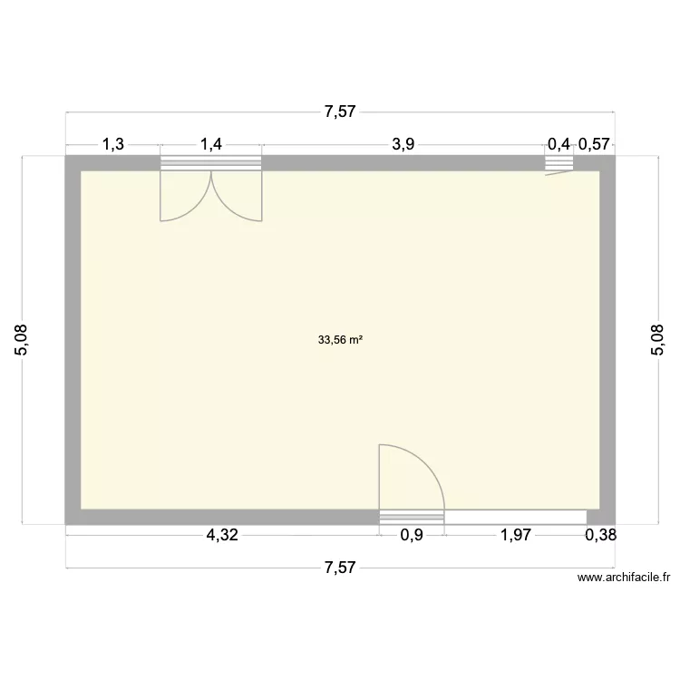 LOCAUX. Plan de 1  et 34 m²