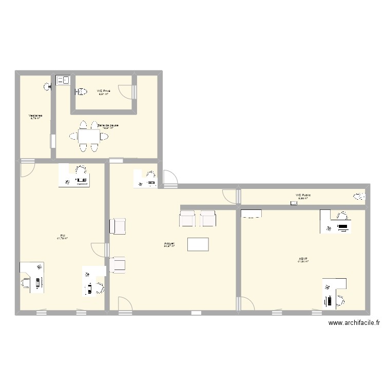 Poste PM . Plan de 7 pièces et 181 m2
