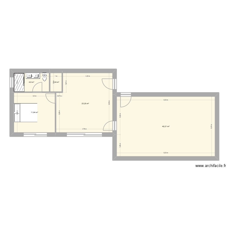 LE CASTERA. Plan de 5 pièces et 84 m2