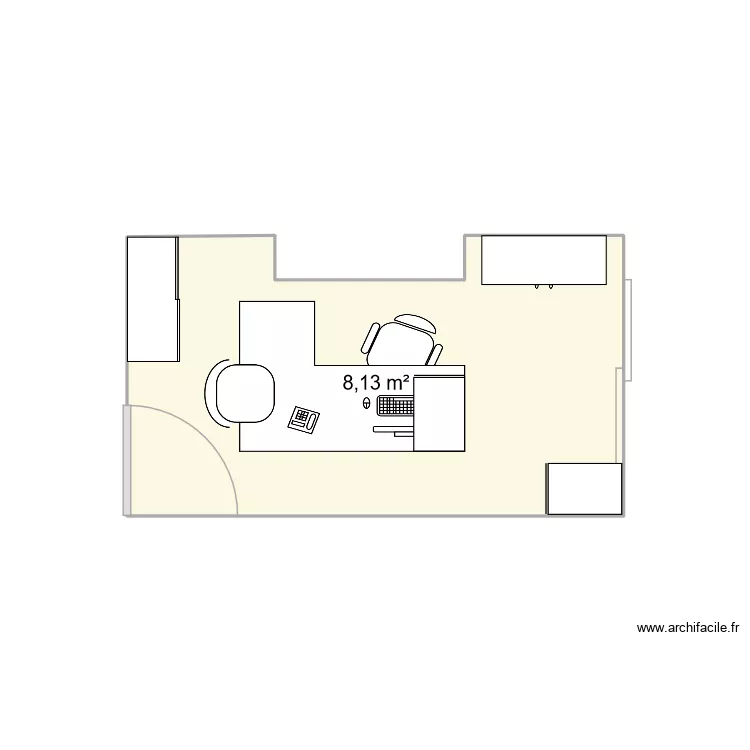 Bureau Vanessa. Plan de 1 pièce et 8 m²