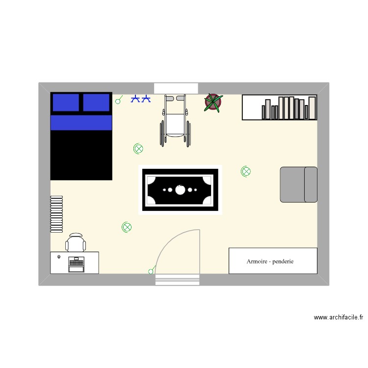 pour vieux. Plan de 1 pièce et 24 m2