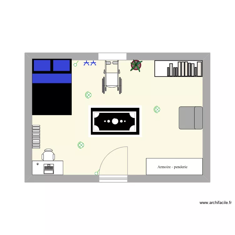 pour vieux. Plan de 1 pièce et 24 m²