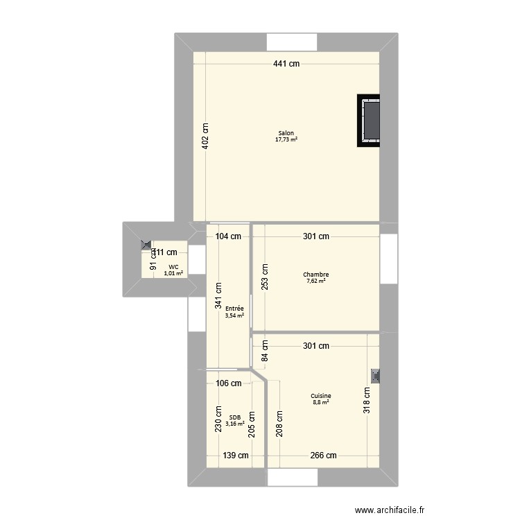 Anchelin - Appartement EDL. Plan de 6 pièces et 42 m2