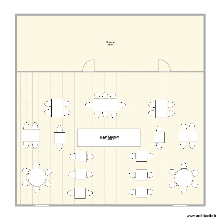 plan restaurant. Plan de 2 pièces et 166 m2