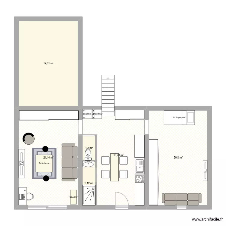 studio sous sol     3                                                                    2. Plan de 6  et 83 m²