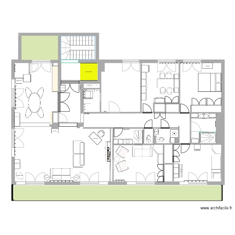 Appartement Enghien Mora variante 09 03 2025. Plan de 5 pièces et 178 m2