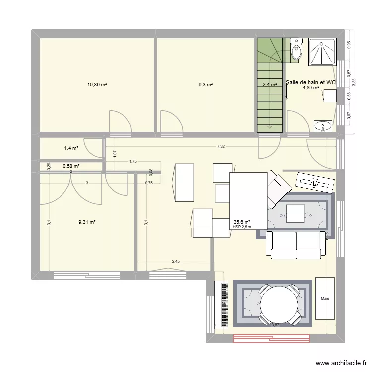 maison. Plan de 8  et 74 m²
