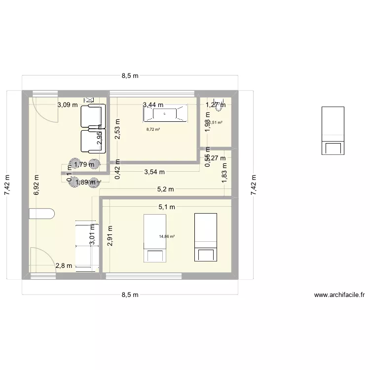 AHAVA 1er etage SS. Plan de 