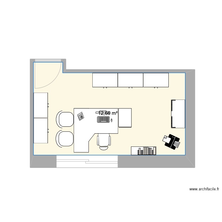 Bureau v10. Plan de 1 pièce et 13 m2