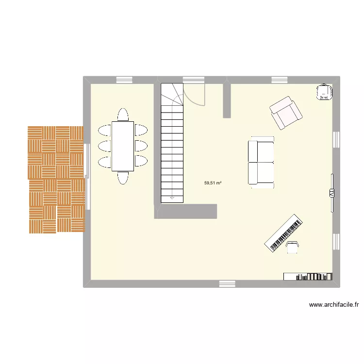 Walheim. Plan de 1 pièce et 60 m²