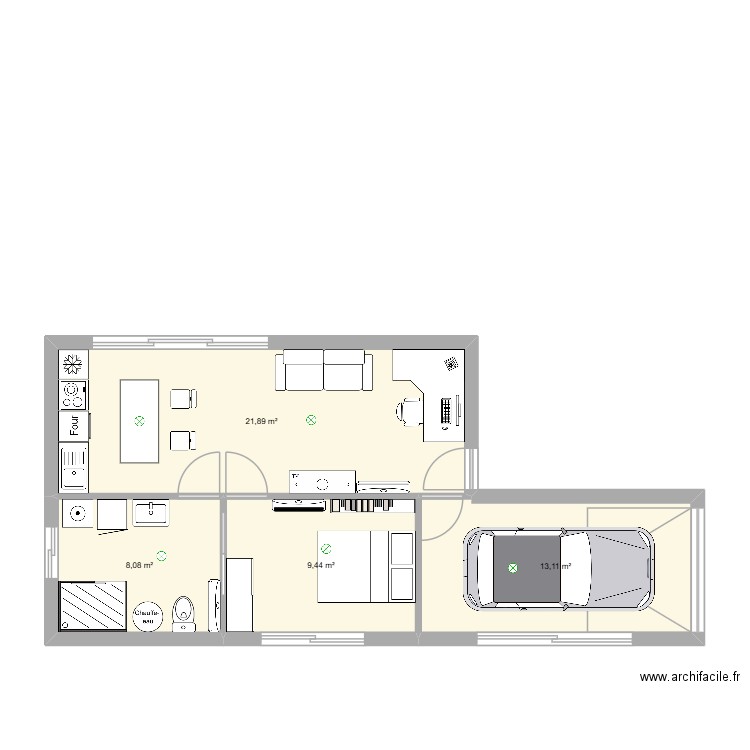 BphiDomotique. Plan de 4 pièces et 53 m2