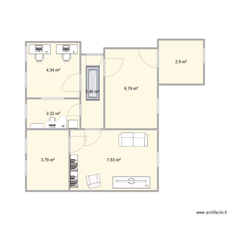 4545787. Plan de 7 pièces et 30 m2