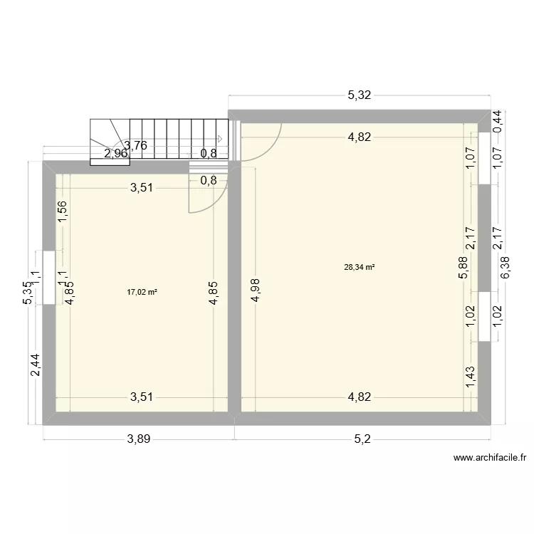 1er &eacute;tage anderlues. Plan de 2  et 45 m²