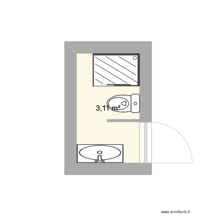 SALLE EAU LOCAL3. Plan de 1 pièce et 3 m2
