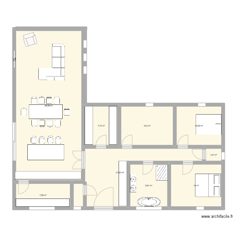 maison villy,. Plan de 9 pièces et 143 m2