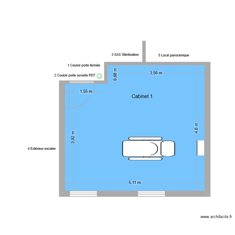 61200 Cabinet 1. Plan de 1 pièce et 22 m2
