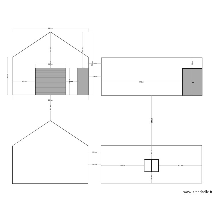 Façade Garage. Plan de 0 pièce et 0 m2