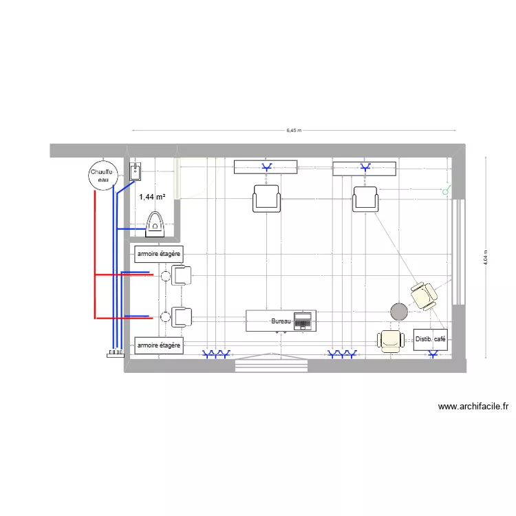 projet salon. Plan de 1  et 1 m²