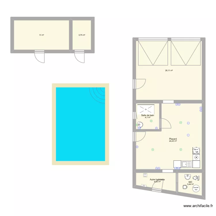 PROJET ELECTRICITE. Plan de 7 Pièces et 77 m² PROJET ELECTRICITE. Plan de 7 Pièces et 77 m²