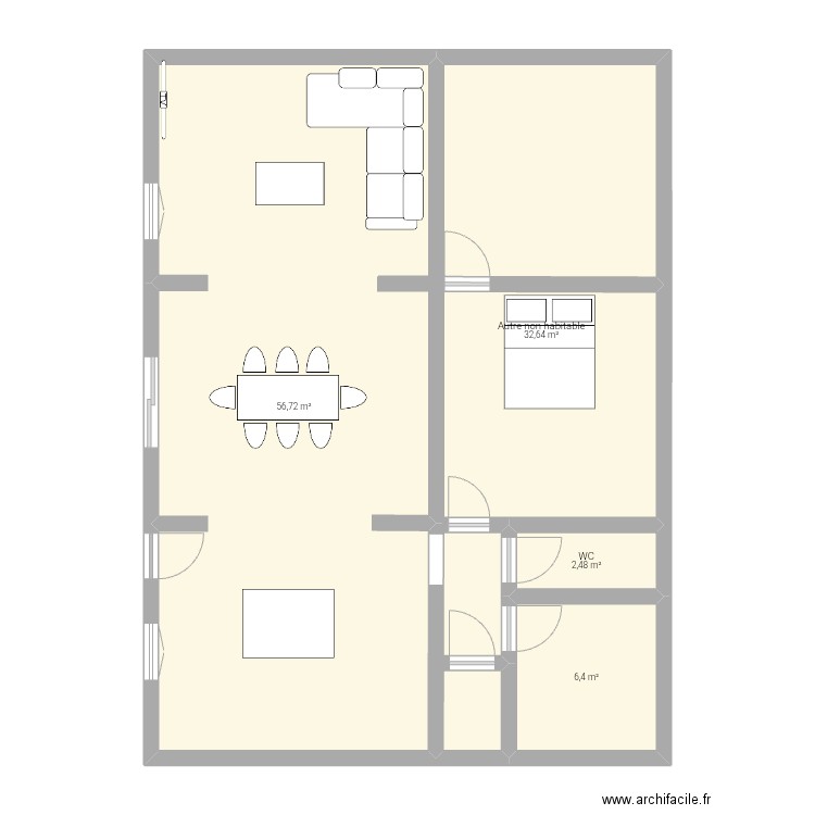 Maison. Plan de 4 pièces et 98 m2