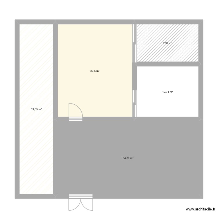 French. Plan de 5 pièces et 97 m2