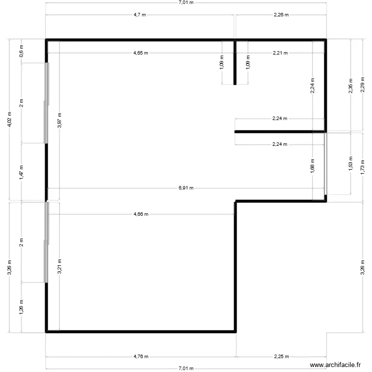 Salon. Plan de 2 Pièces et 42 m²