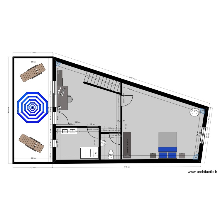 DANILOVIC COUPE ETAGE N°4. Plan de 1 pièce et 61 m2