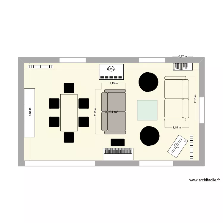 SALON SAM 2. Plan de 1 Pièce et 39 m²