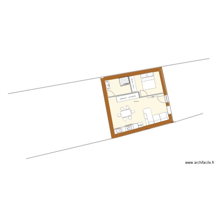 Deribe AUBIERE. Plan de 4 pièces et 45 m2