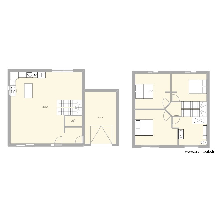 quebec. Plan de 5 pièces et 145 m2