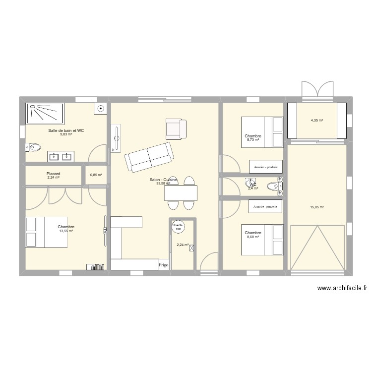PLAN 2. Plan de 11 pièces et 102 m2