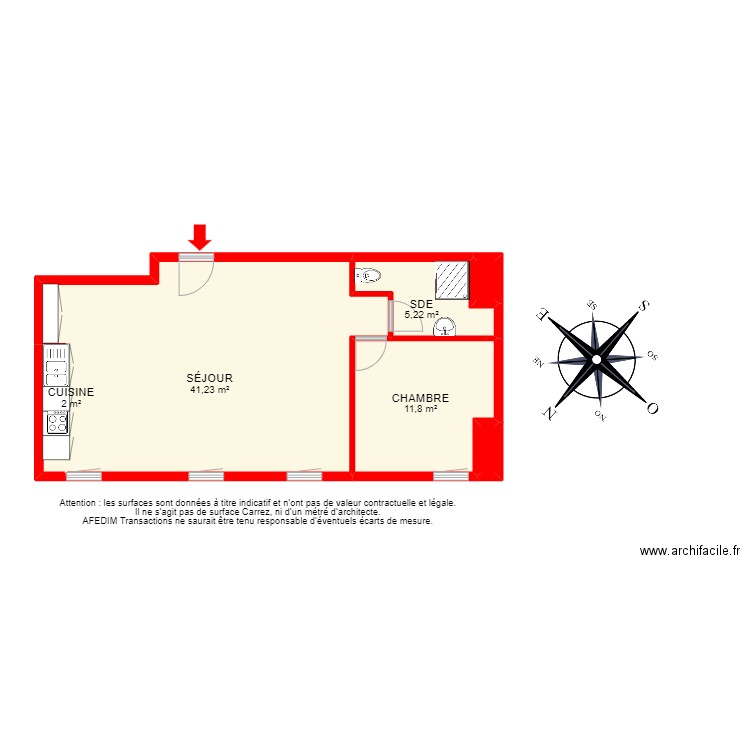 BI 18659 - . Plan de 6 pièces et 61 m2