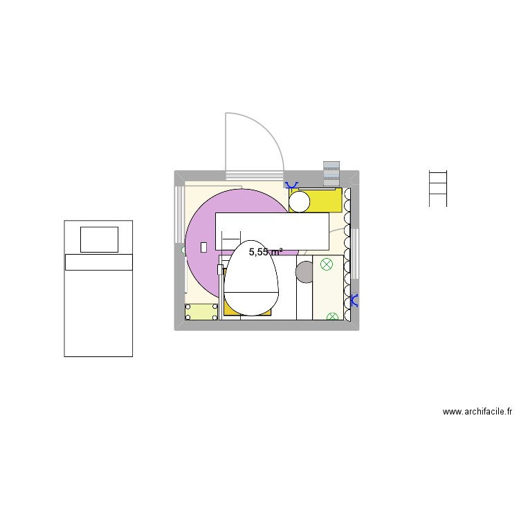Simon 2. Plan de 1 pièce et 6 m2