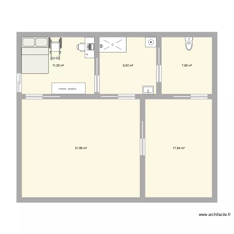 simon. Plan de 5 Pièces et 77 m²