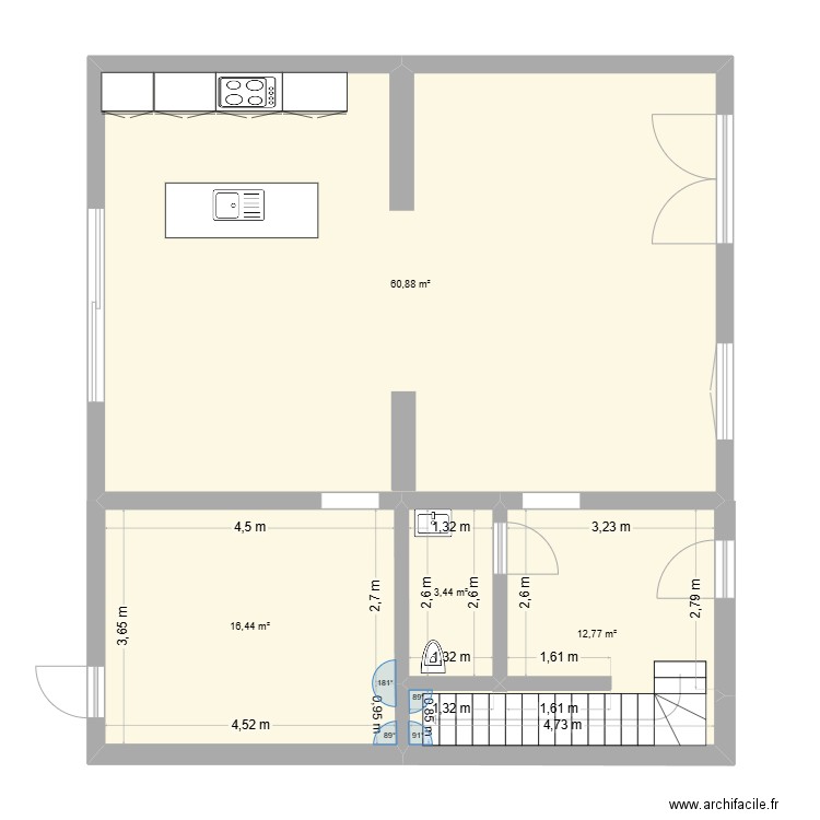 maison. Plan de 4 pièces et 94 m2