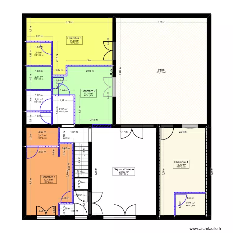 P0.2 PLAN RDC CLOISONS MODIFIEES - PROJET GOMMENDY. Plan de 