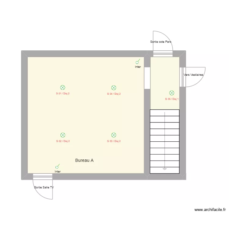 AMP RDC Bureau 1. Plan de 2  et 28 m²