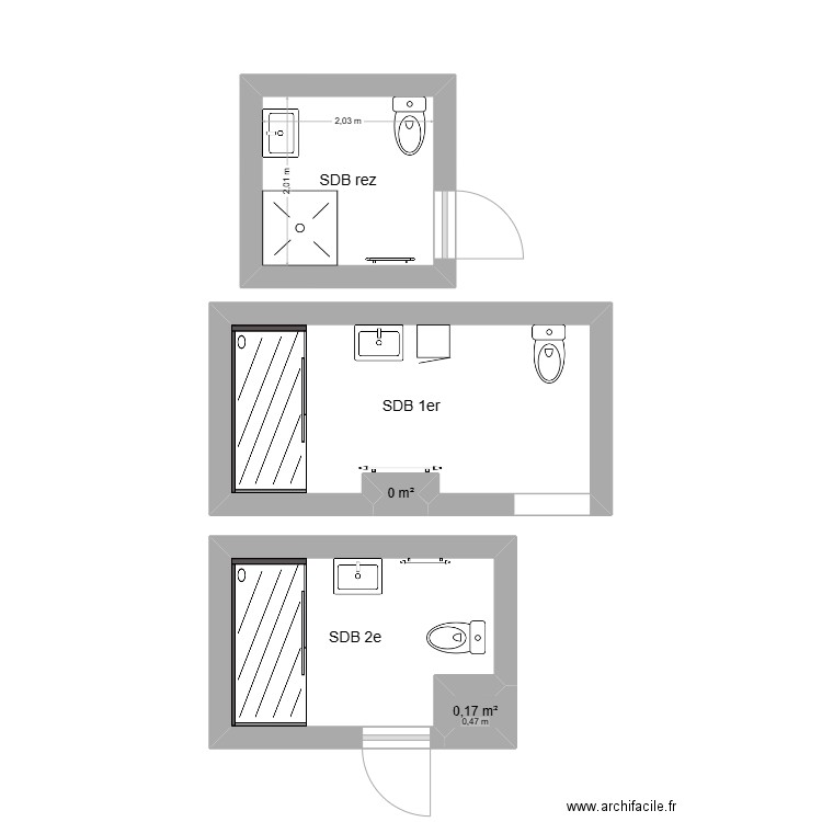 salles de bain croquis. Plan de 5 pièces et 18 m2