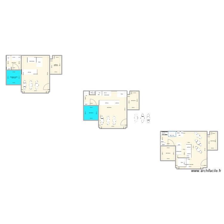 pizzeria. Plan de 10 pièces et 128 m2