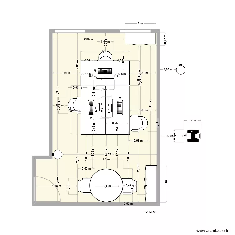 BUREAU ESTI. Plan de 1  et 19 m²
