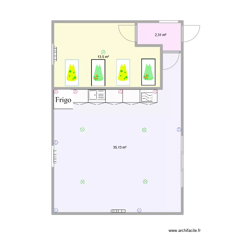 pi&egrave;ce virginie. Plan de 3  et 51 m²